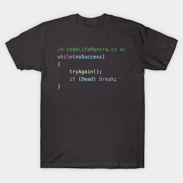 Code Life Mantra - C# T-Shirt by propolistech